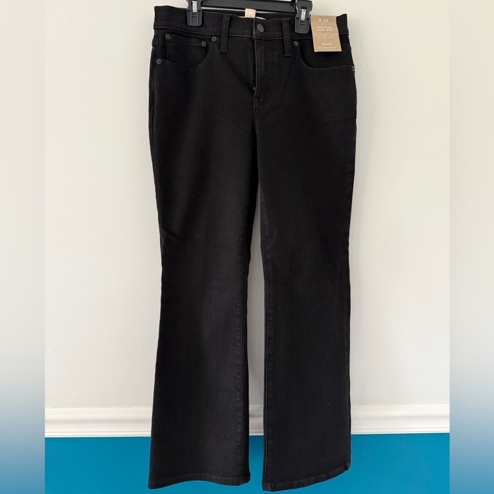 NWT Madewell Mid-Rise Kick Out Ankle Length Black Women’s Jeans - Picture 4 of 9